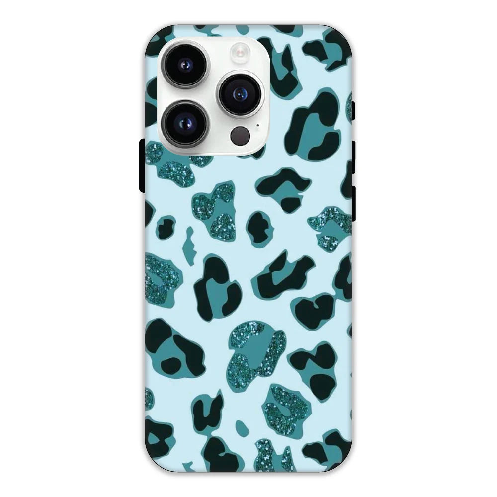 Blue Leopard Glitter Print Hard Case Apple IPhone 13 Pro Max Models