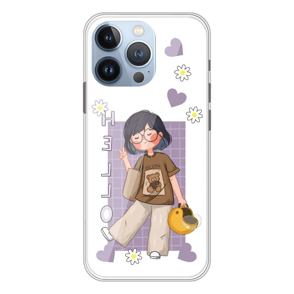 Introvert Girl - Clear Printed Silicone Case For Apple iPhone Models- Apple iPhone 13 pro