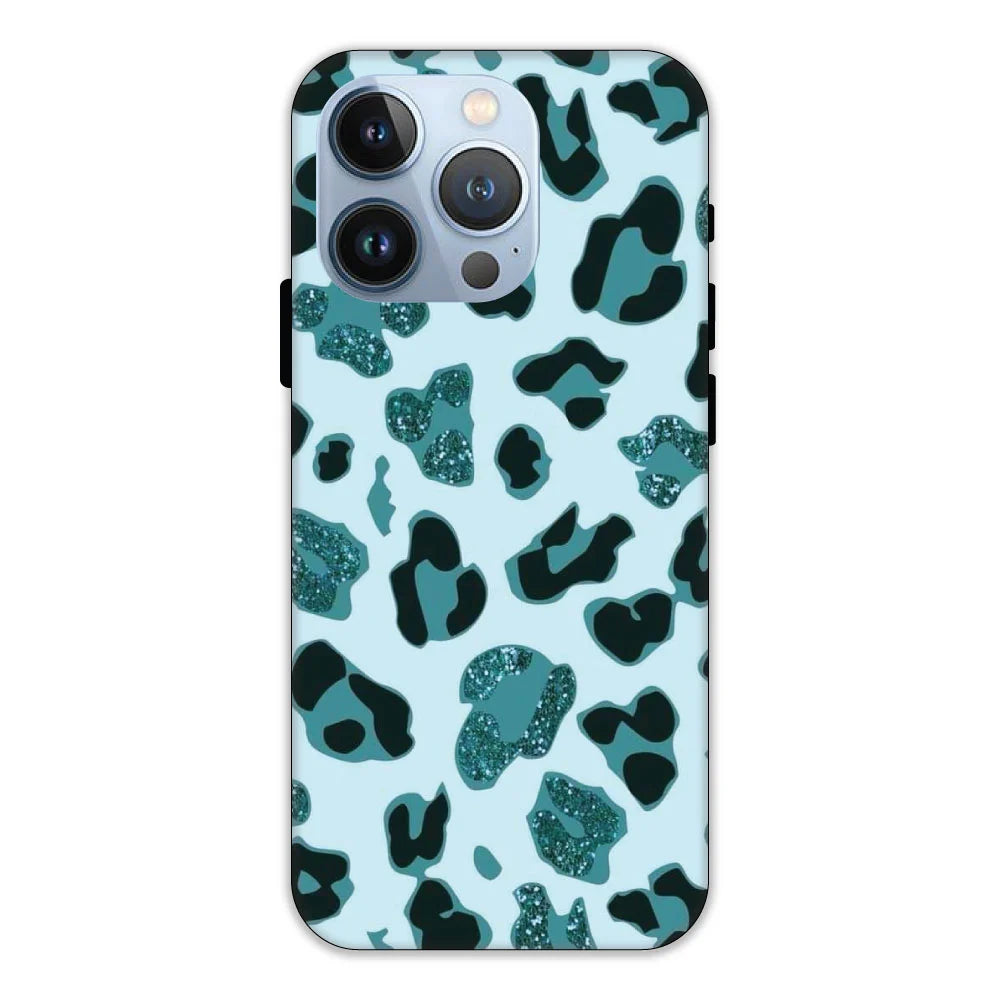 Blue Leopard Glitter Print Hard Case Apple IPhone 13 Pro Models