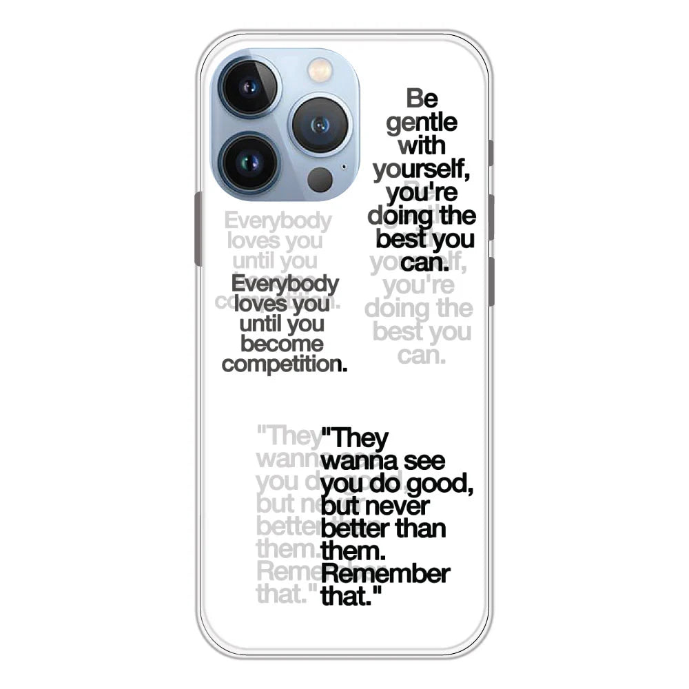 Motivational Quotes - Clear Printed Silicone Case For Apple iPhone Models- Apple iPhone 13 pro