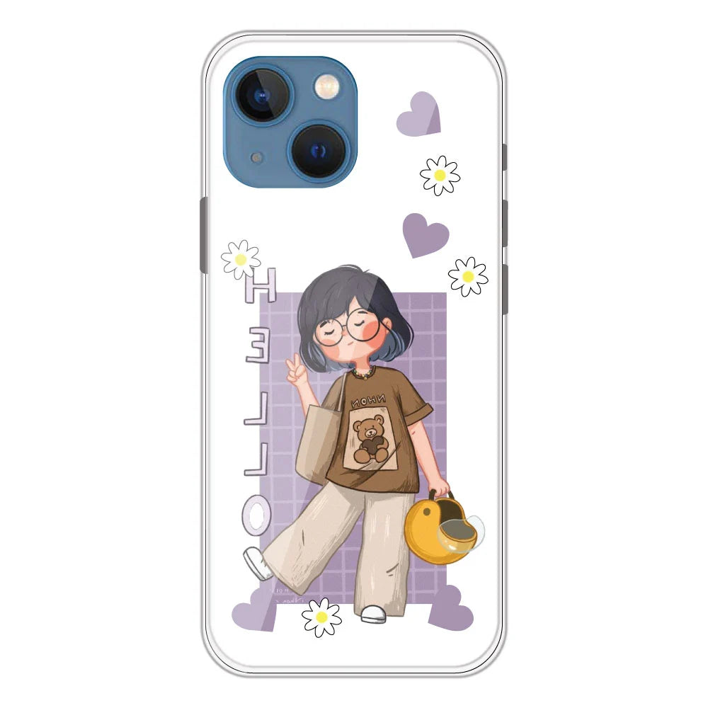Introvert Girl - Clear Printed Silicone Case For Apple iPhone Models- Apple iPhone 13