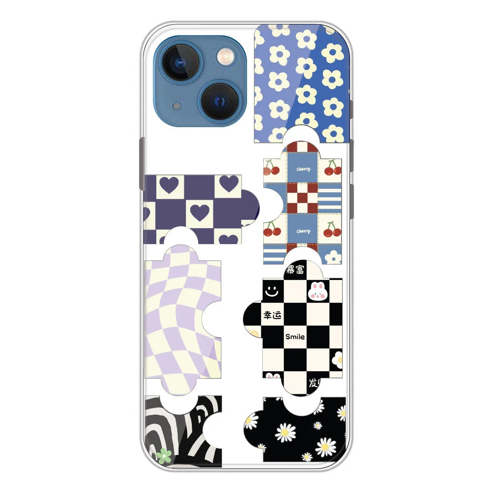 Aesthetic Puzzle - Clear Printed Silicone Case For Apple iPhone Models- Apple iPhone 13
