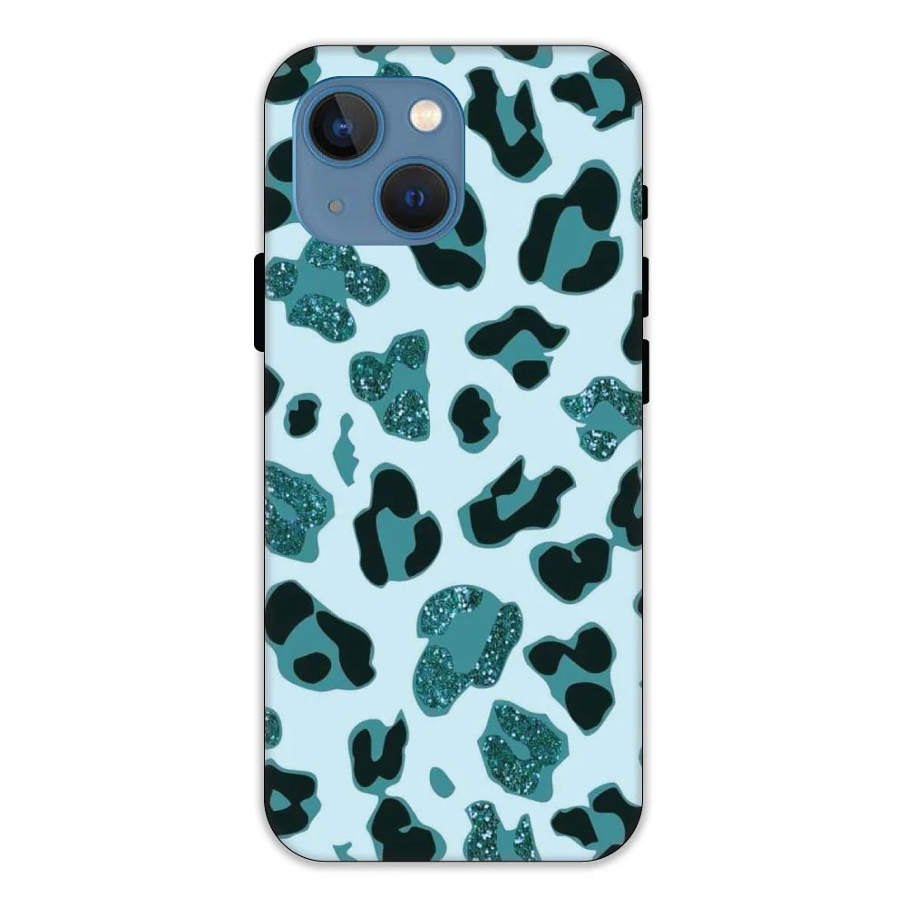 Blue Leopard Glitter Print Hard Case Apple IPhone 13 Models