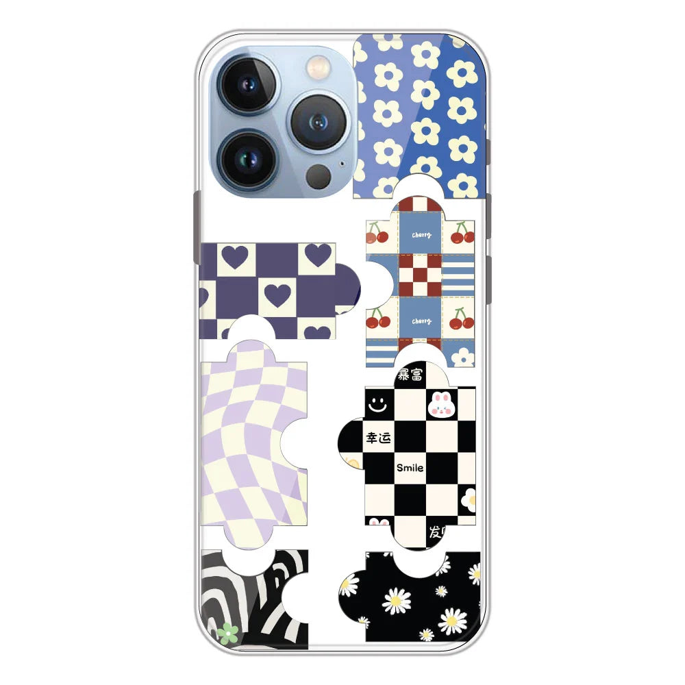 Aesthetic Puzzle - Clear Printed Silicone Case For Apple iPhone Models- Apple iPhone 13 pro