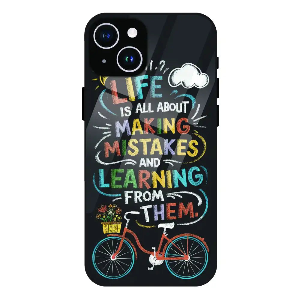 Motivational Quote Bicycle Art - Glass Case For Apple iPhone 14