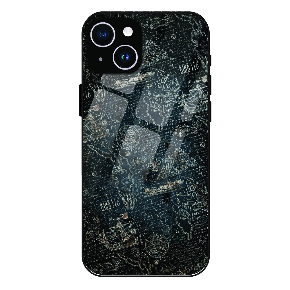 Vintage Explorer Map - Glass Case For Apple iPhone 14