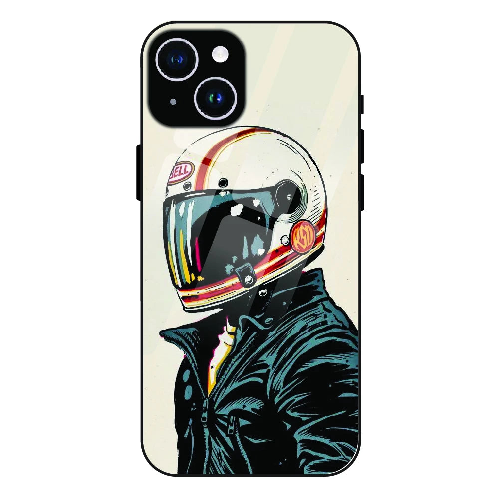 Retro Racer Helmet - Glass Case For Apple iPhone 14