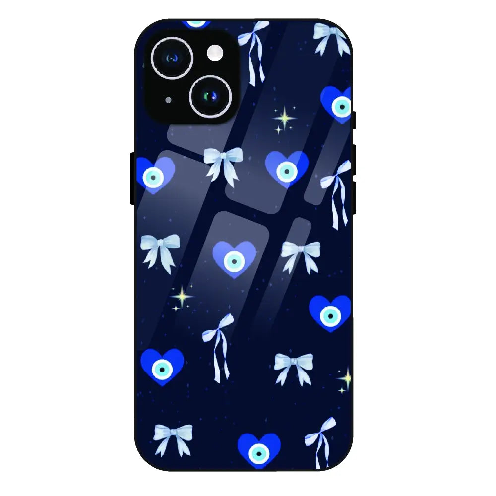 Evil Eye Bow Midnight - Glass Case For Apple iPhone 14