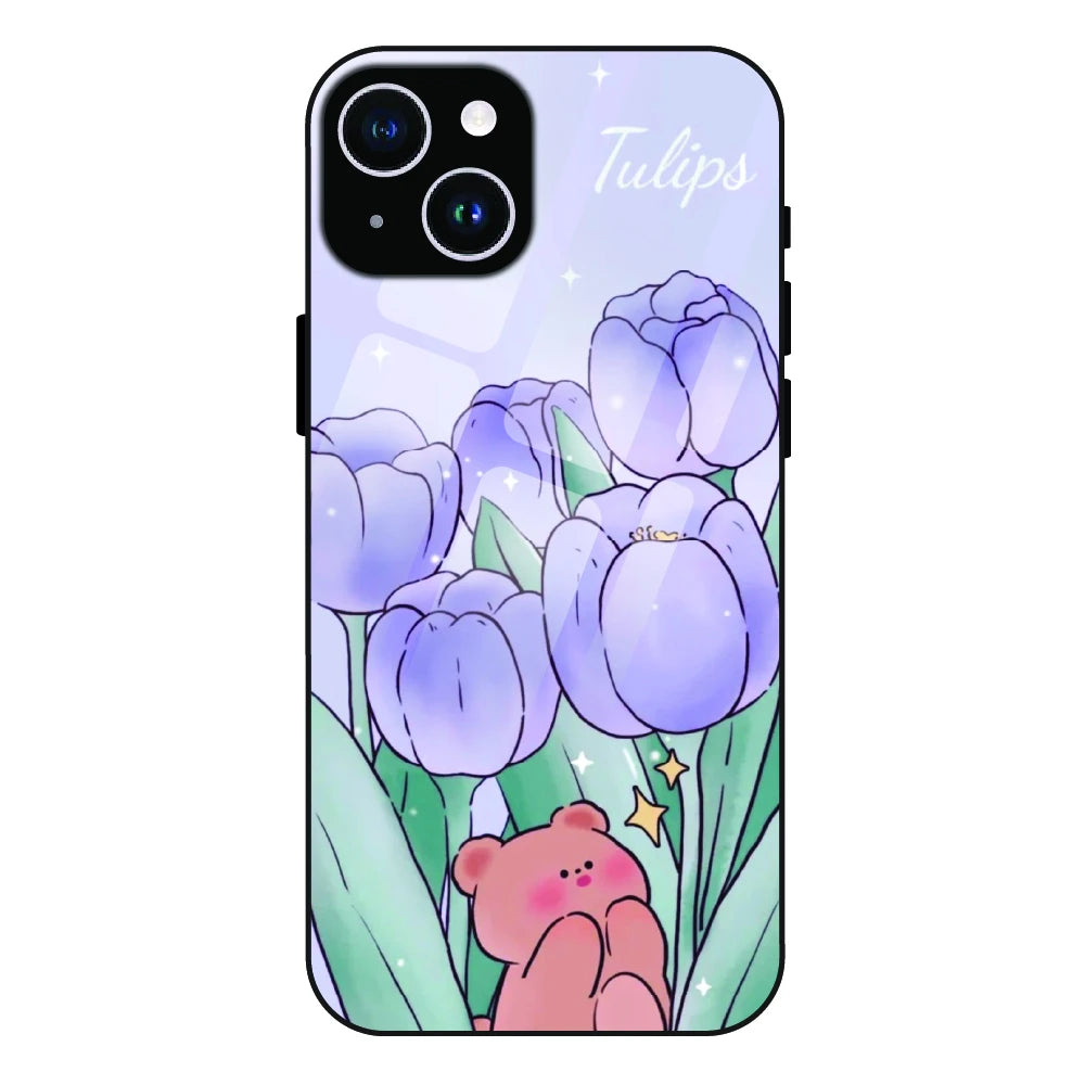 Tulip Bear Dreamscape - Glass Case For Apple iPhone 14