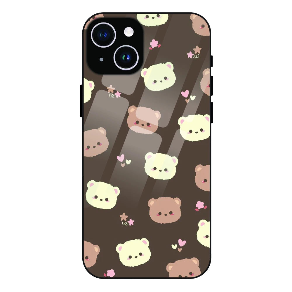 Cozy Bear Pattern - Glass Case For Apple iPhone 14