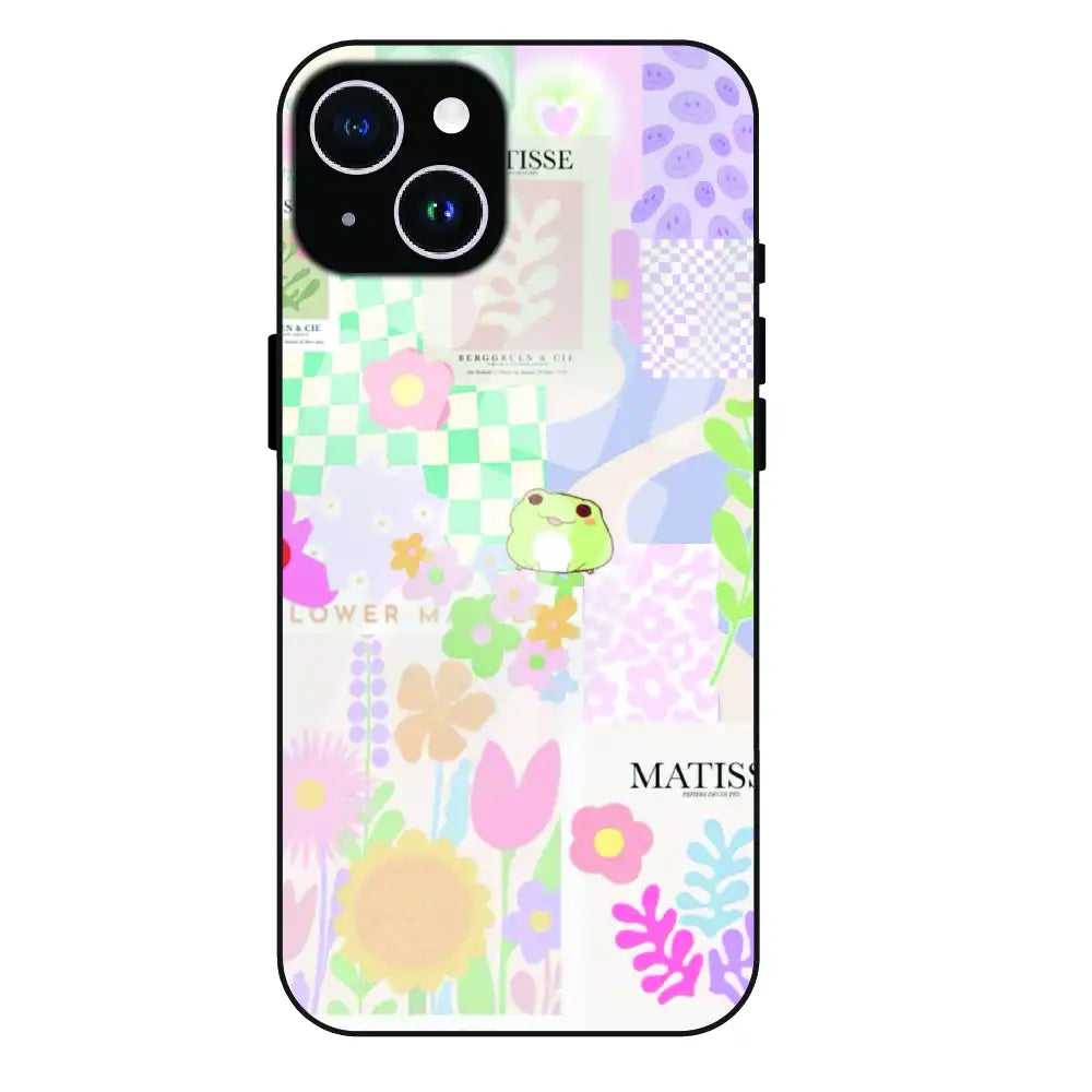 Cute Pastel Floral Collage Art - Glass Case For Apple iPhone 14 Plus