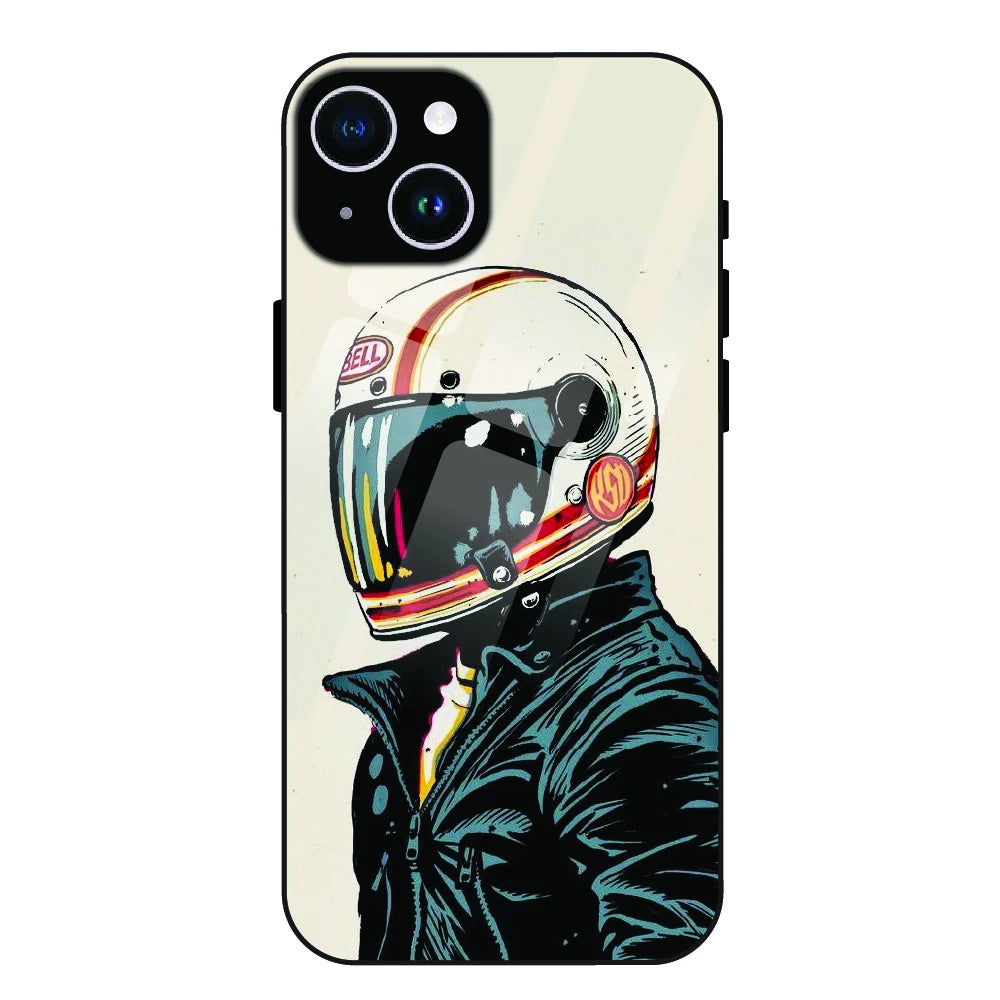Retro Racer Helmet - Glass Case For Apple iPhone 14 Plus