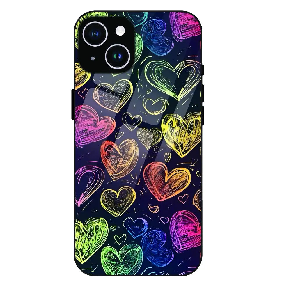 Neon Love Scribble - Glass Case For Apple iPhone 14 Plus