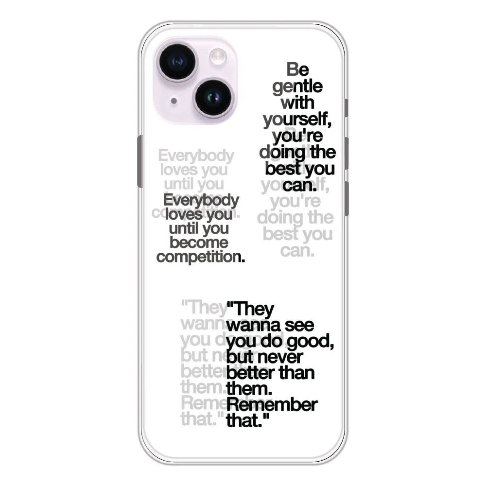 Motivational Quotes - Clear Printed Silicone Case For Apple iPhone Models- Apple iPhone 14 plus