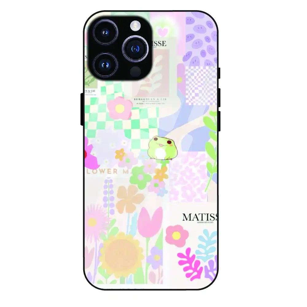 Cute Pastel Floral Collage Art - Glass Case For Apple iPhone 14 Pro