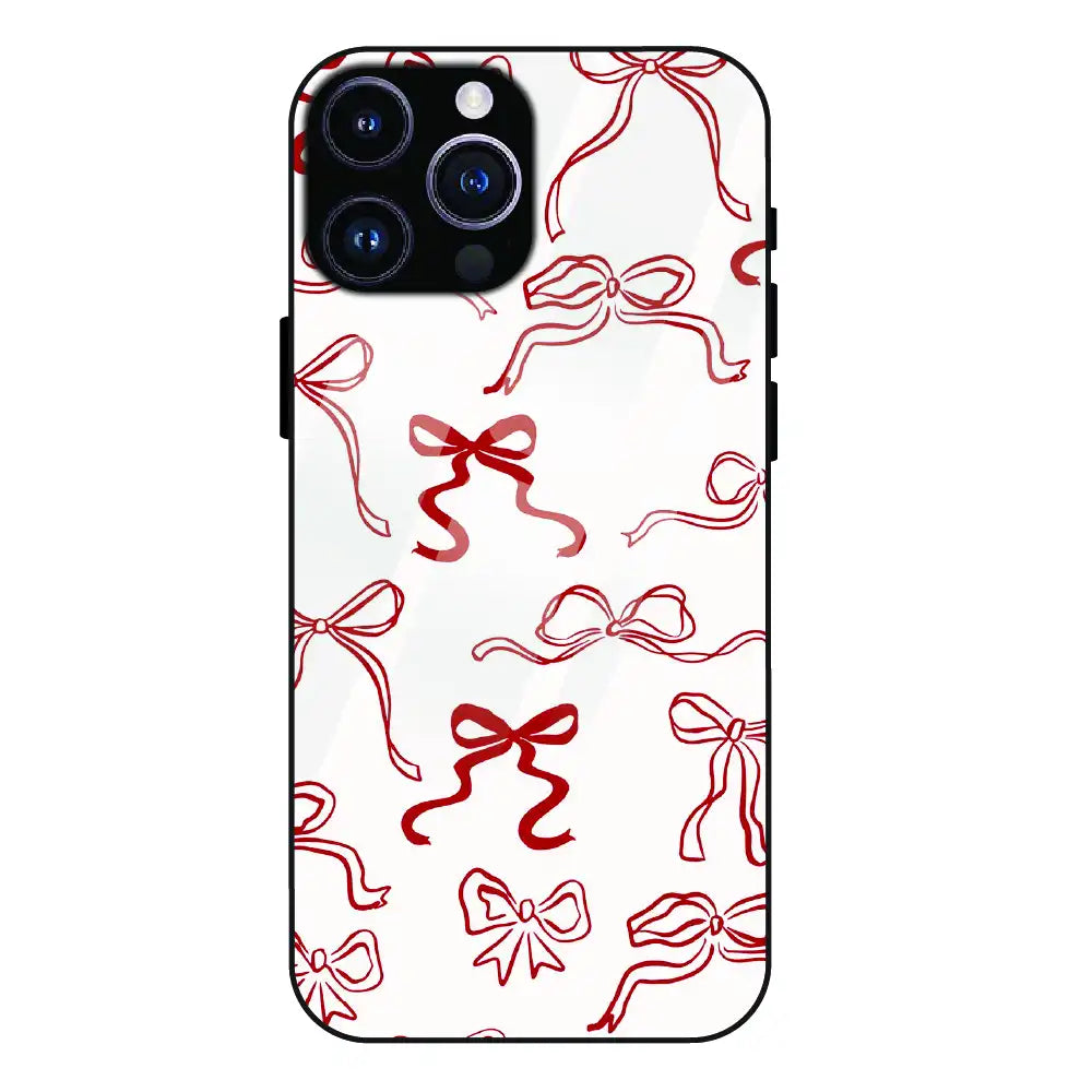 Cherry Bow Minimal - Glass Case For Apple iPhone 14 Pro