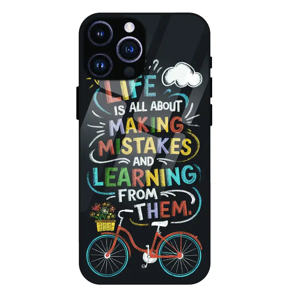 Motivational Quote Bicycle Art - Glass Case For Apple iPhone 14 Pro