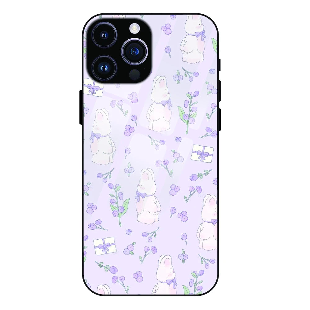 Lavender Bunny Gifts - Glass Case For Apple iPhone 14 Pro