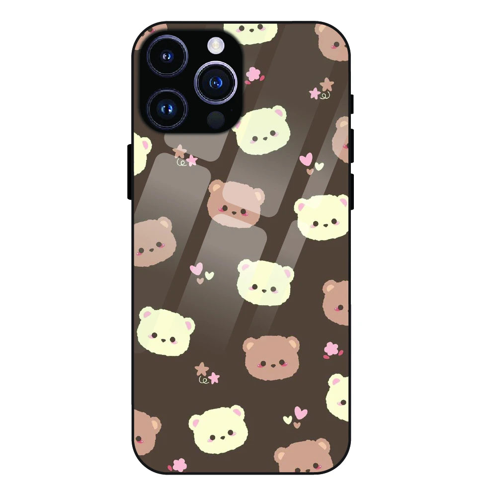 Cozy Bear Pattern - Glass Case For Apple iPhone 14 Pro