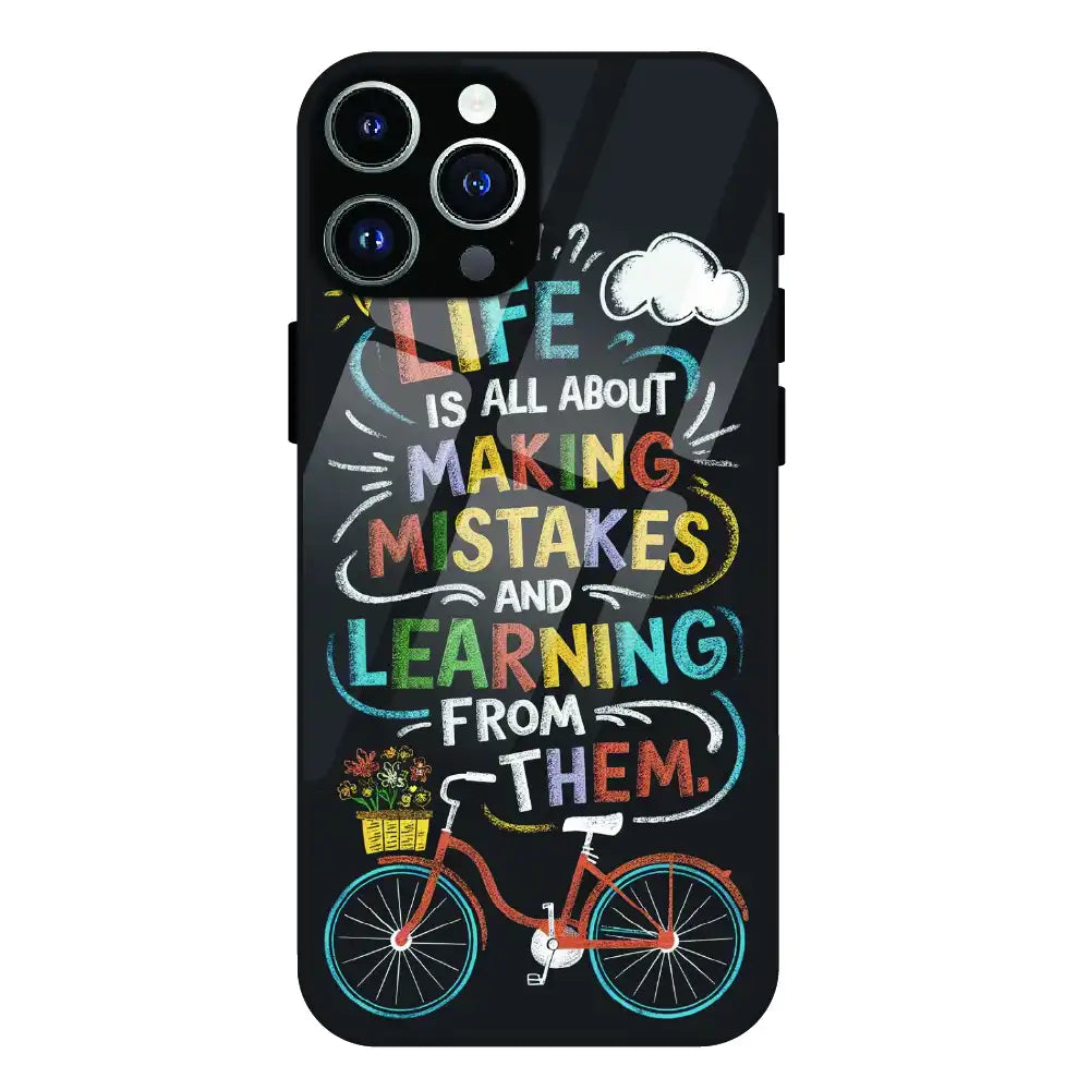 Motivational Quote Bicycle Art - Glass Case For Apple iPhone 14 Pro Max