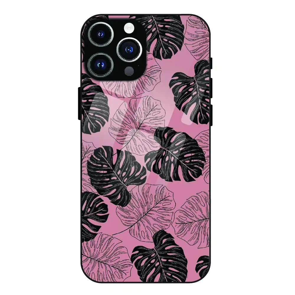 Tropical Monstera Leaf Pattern - Glass Case For Apple iPhone 14 Pro Max