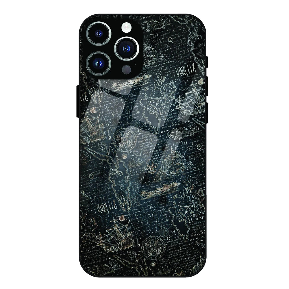 Vintage Explorer Map - Glass Case For Apple iPhone 14 Pro Max