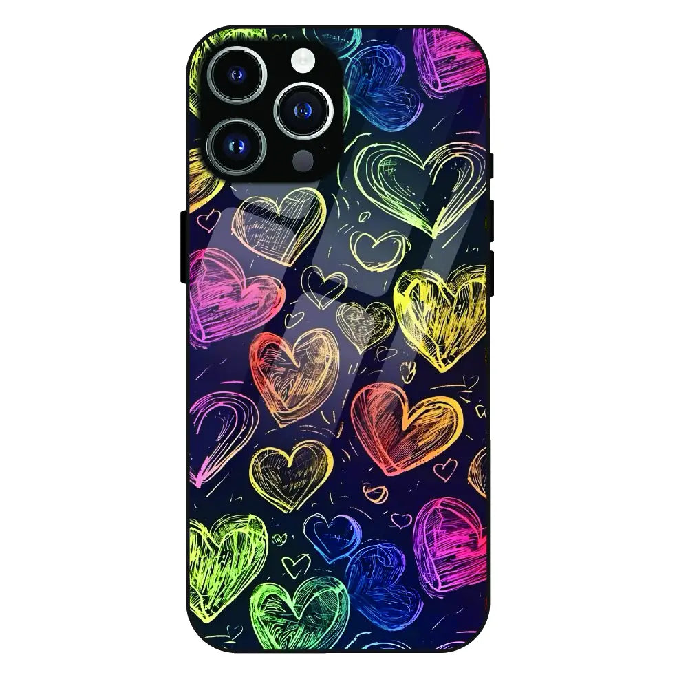 Neon Love Scribble - Glass Case For Apple iPhone 14 Pro Max