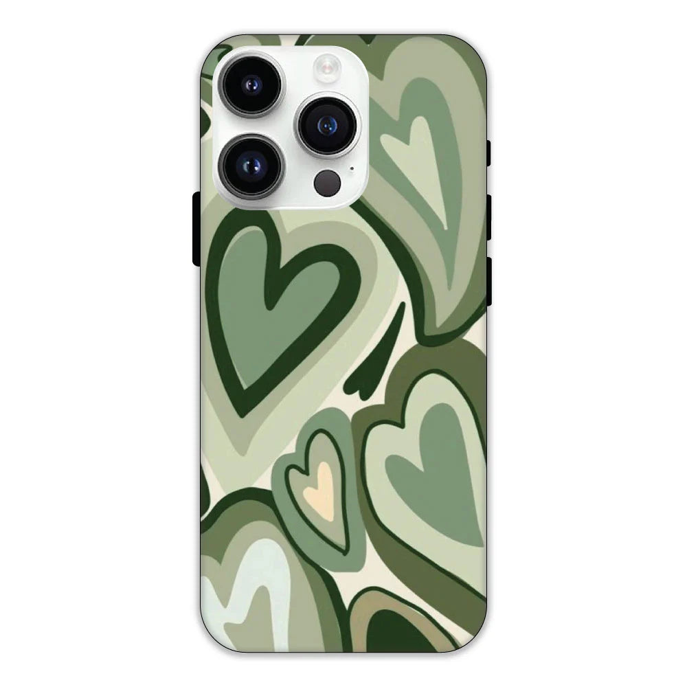 Green Hearts Hard Case Apple IPhone 14 Pro Max models