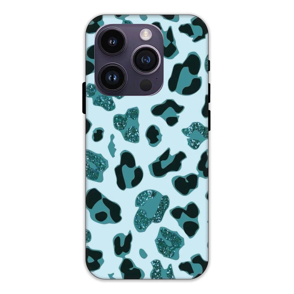 Blue Leopard Glitter Print Hard Case Apple IPhone 14 Pro Max Models