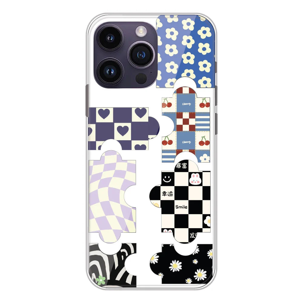 Aesthetic Puzzle - Clear Printed Silicone Case For Apple iPhone Models- Apple iPhone 14 pro max