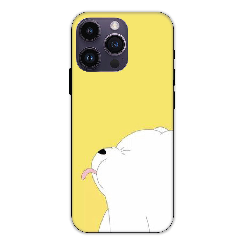 White Teddy On Yellow Background - Hard Cases For Apple iPhone Models IPHONE 1 PRO MAX