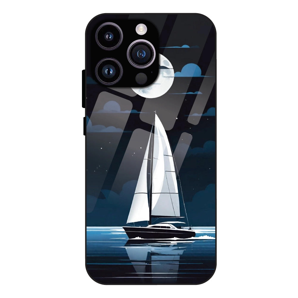 Moonlight Sailboat - Glass Case For Apple iPhone 14 Pro