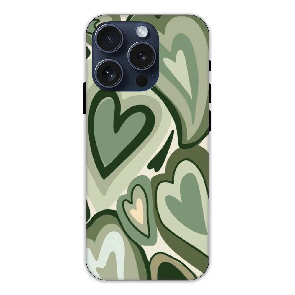 Green Hearts Hard Case Apple IPhone 14 Pro models