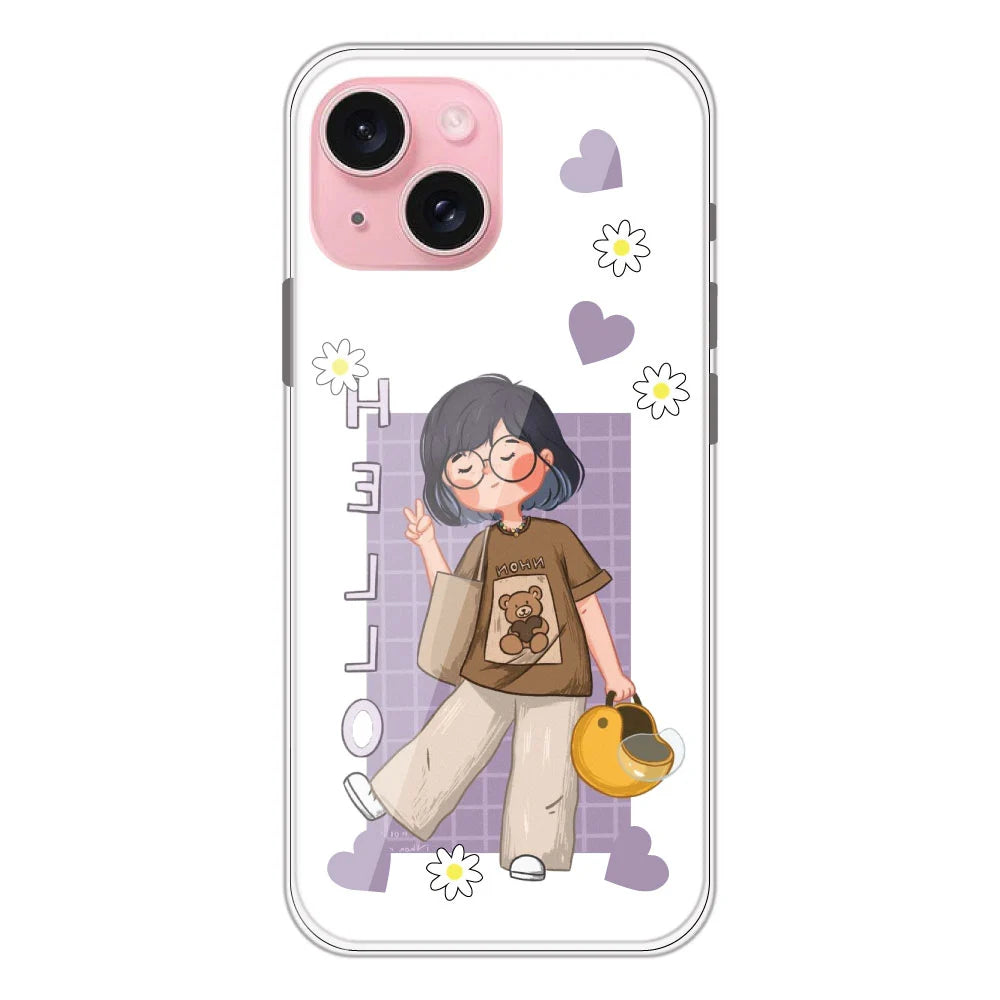 Introvert Girl - Clear Printed Silicone Case For Apple iPhone Models- Apple iPhone 14