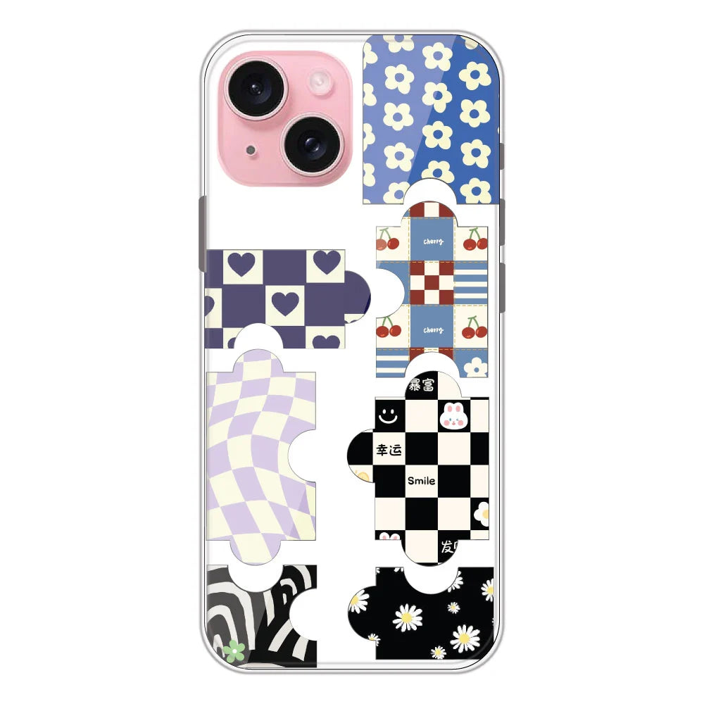 Aesthetic Puzzle - Clear Printed Silicone Case For Apple iPhone Models- Apple iPhone 14
