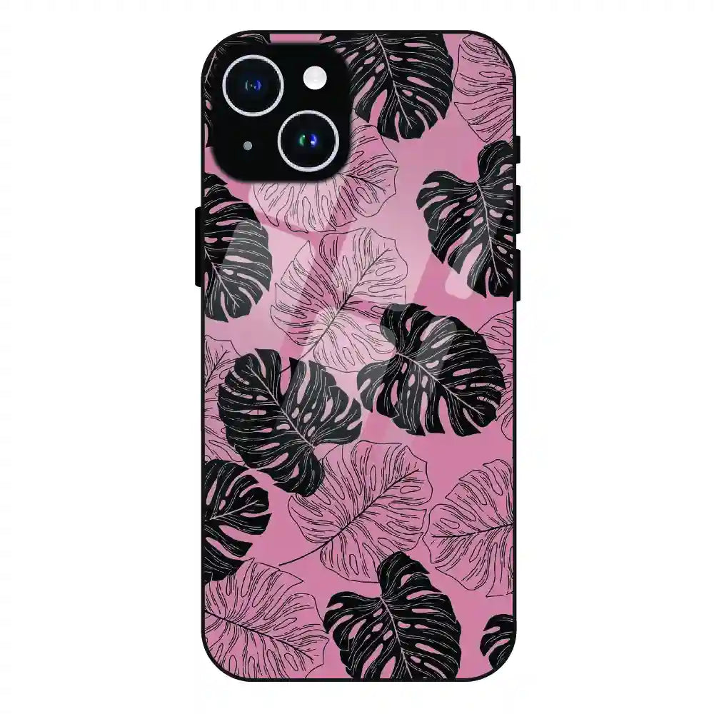 Tropical Monstera Leaf Pattern - Glass Case For Apple iPhone 14 Pro