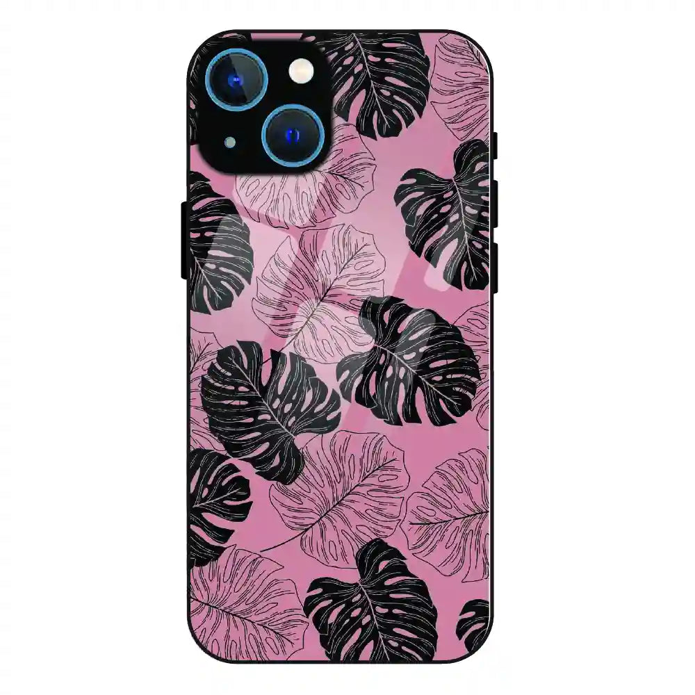 Tropical Monstera Leaf Pattern - Glass Case For Apple iPhone 15