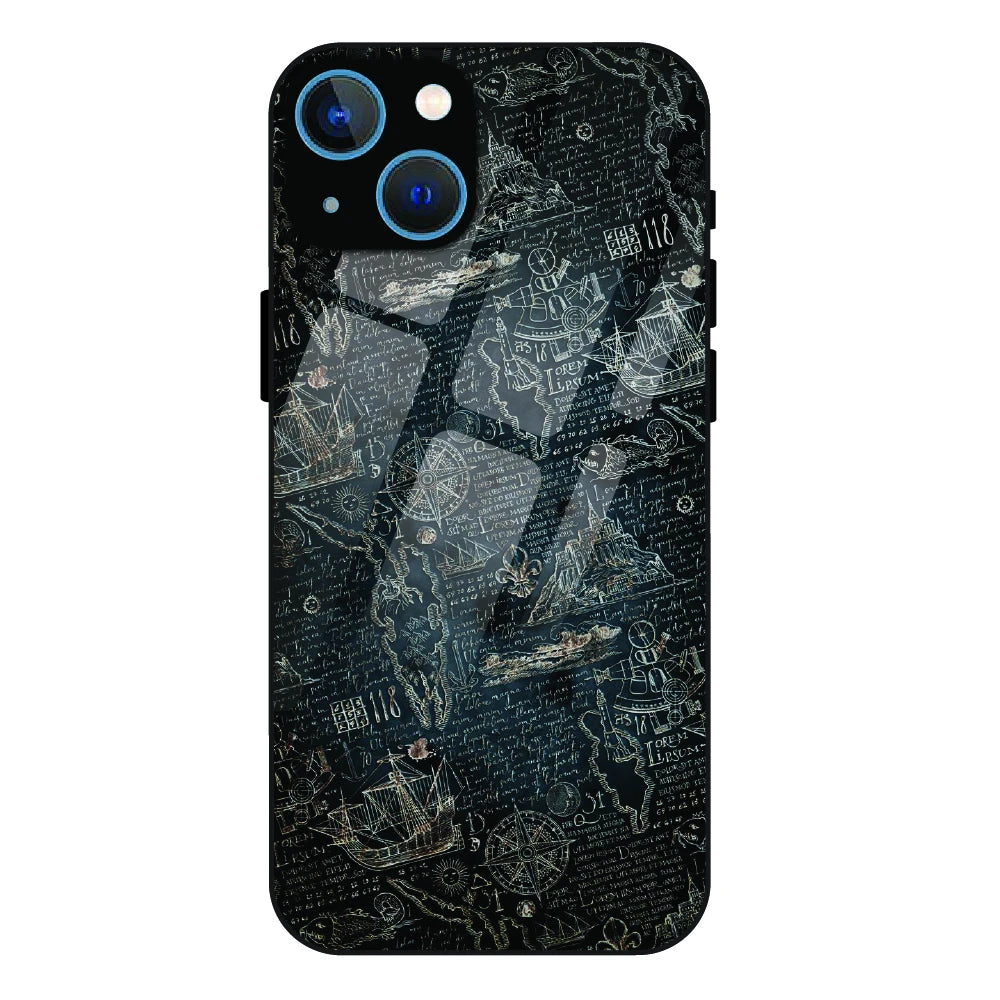 Vintage Explorer Map - Glass Case For Apple iPhone 15