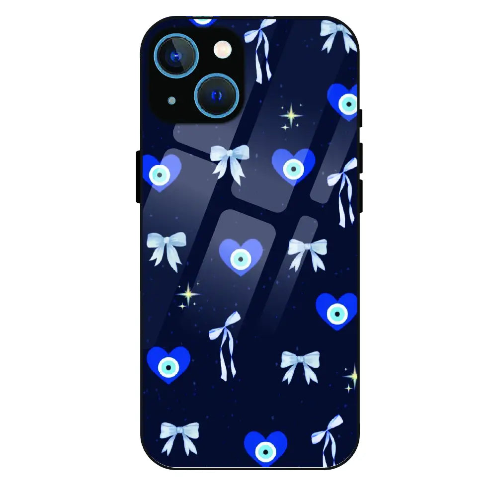 Evil Eye Bow Midnight - Glass Case For Apple iPhone 15