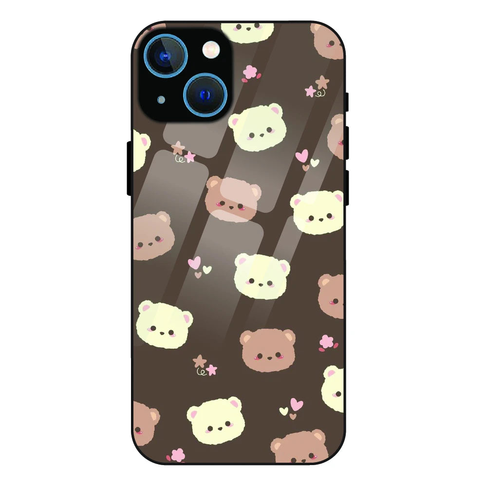 Cozy Bear Pattern - Glass Case For Apple iPhone 15