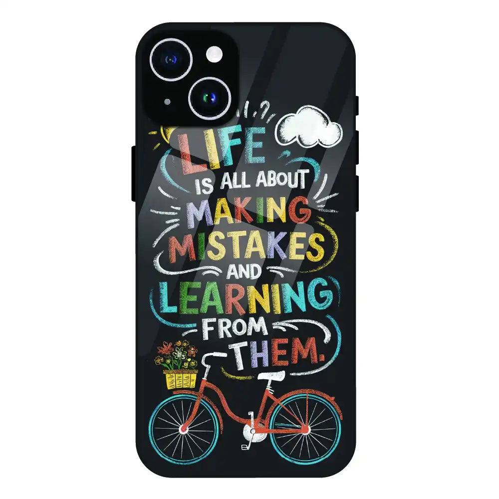 Motivational Quote Bicycle Art - Glass Case For Apple iPhone 15 Plus
