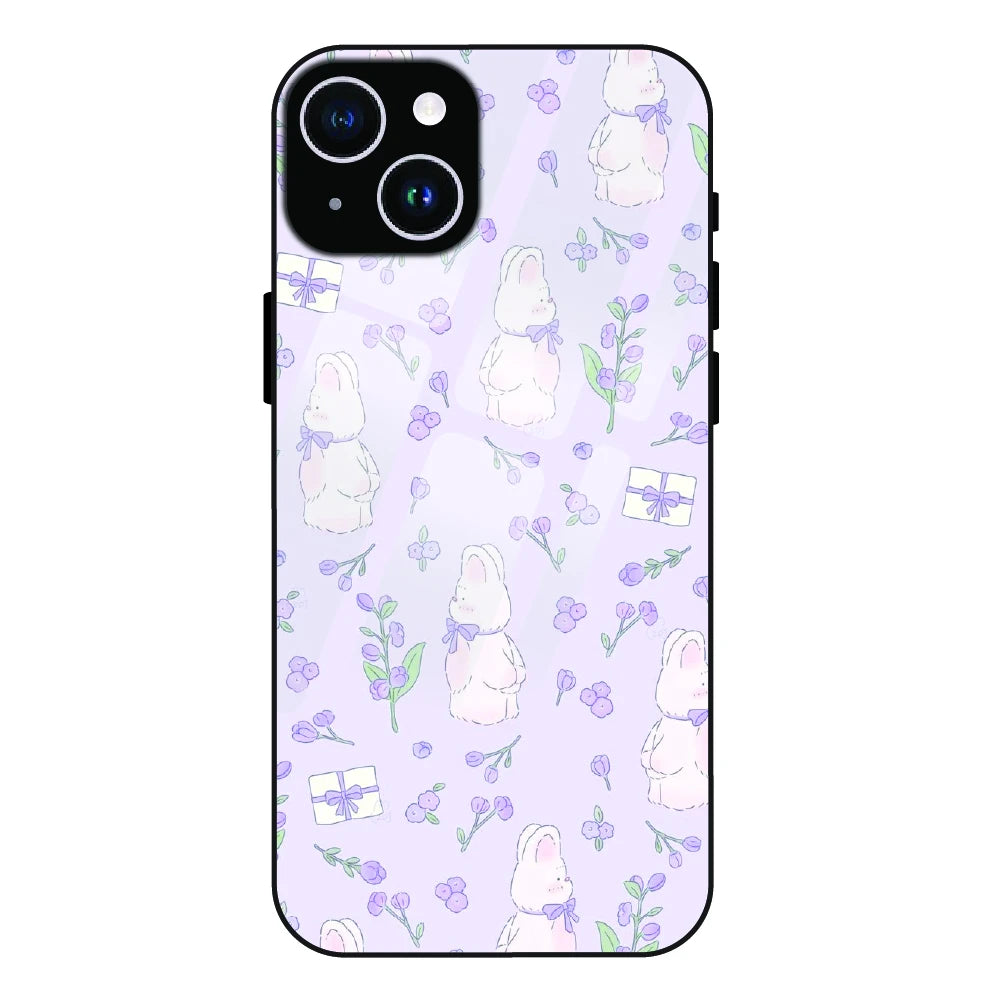 Lavender Bunny Gifts - Glass Case For Apple iPhone 15 Plus