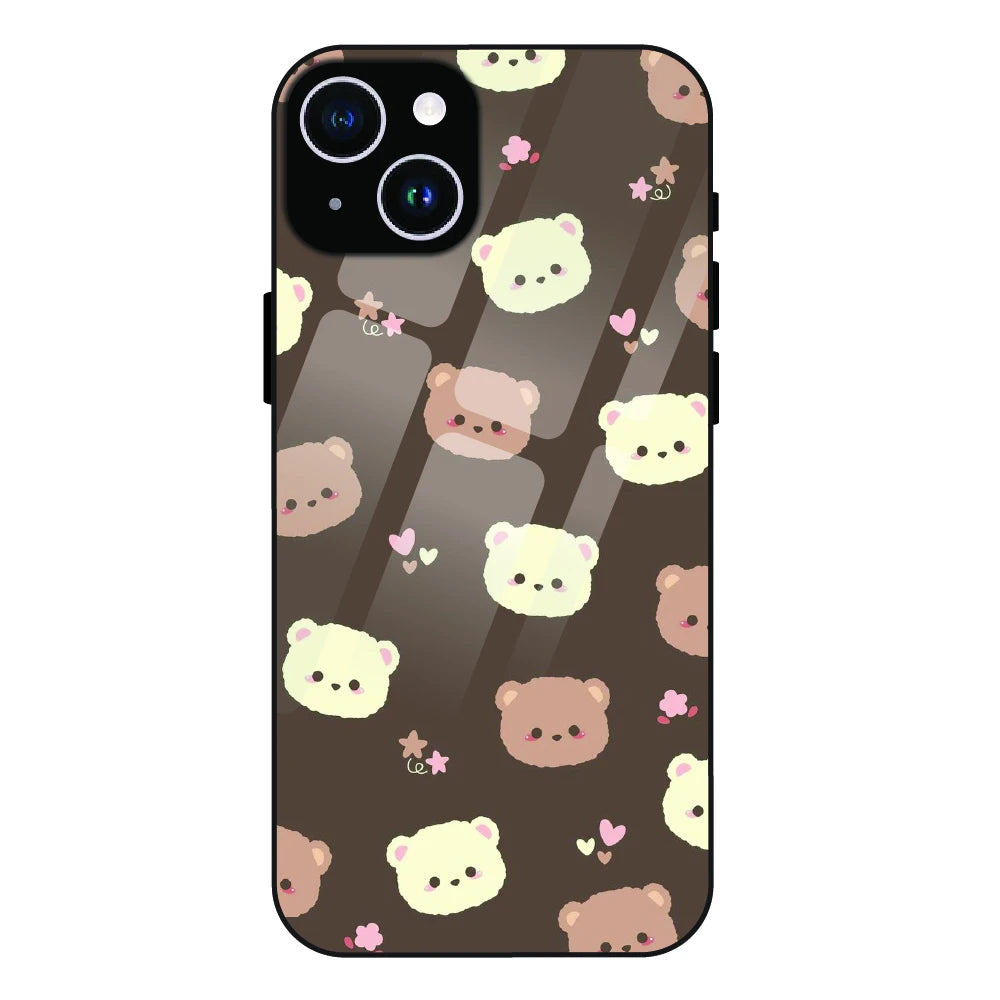 Cozy Bear Pattern - Glass Case For Apple iPhone 15 Plus