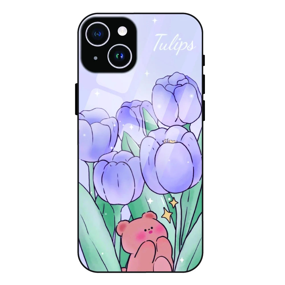 Tulip Bear Dreamscape - Glass Case For Apple iPhone 15 Plus