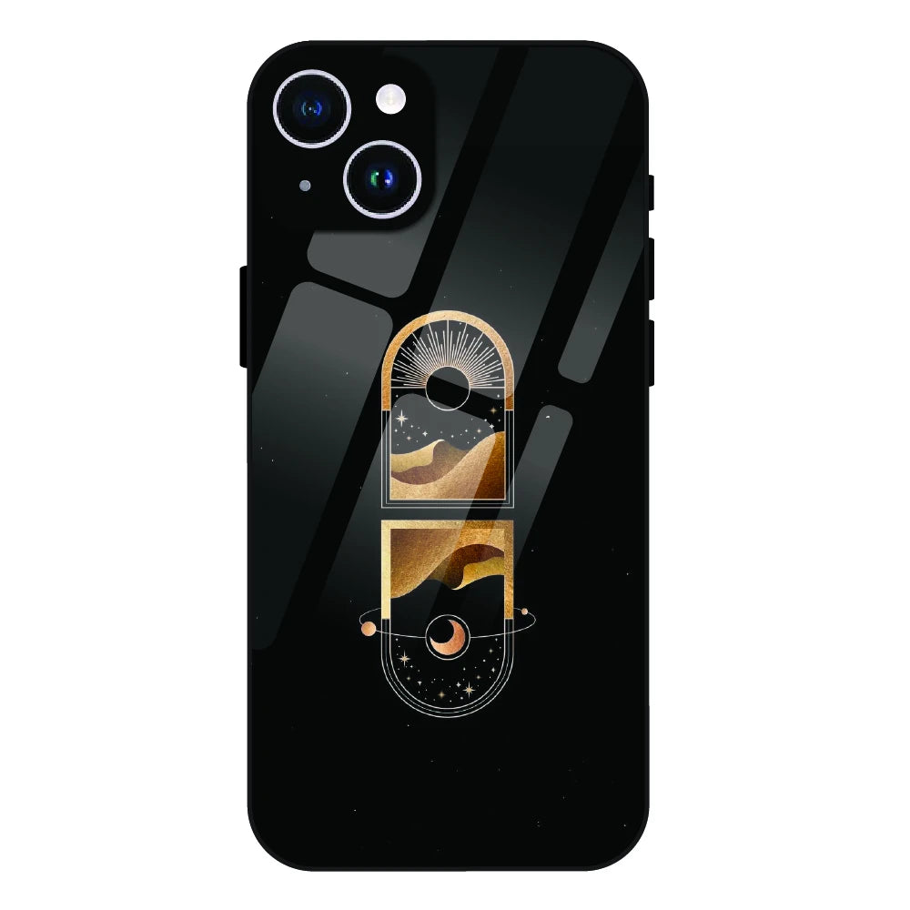 Golden Geometry - Glass Case For Apple iPhone 15 Plus