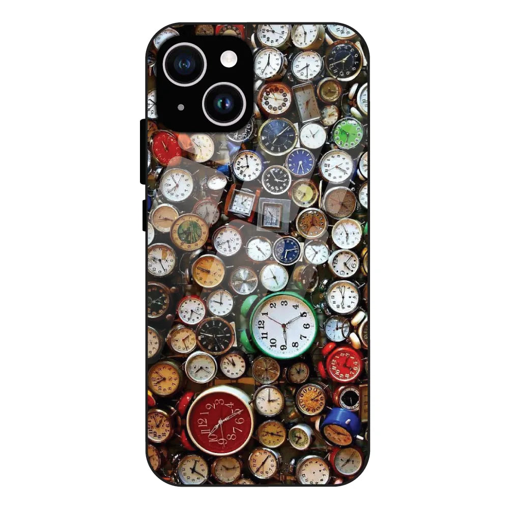 Retro Timepiece Pattern - Glass Case For Apple iPhone 15 Plus