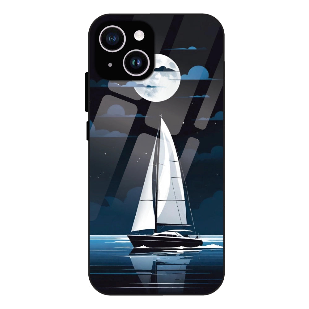 Moonlight Sailboat - Glass Case For Apple iPhone 15 Plus