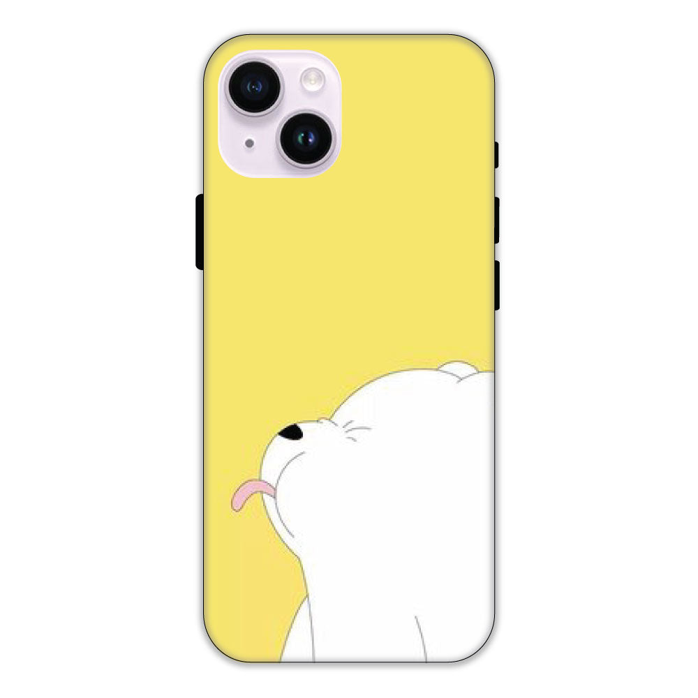 White Teddy On Yellow Background - Hard Cases For Apple iPhone Models IPHONE 15 PLUS
