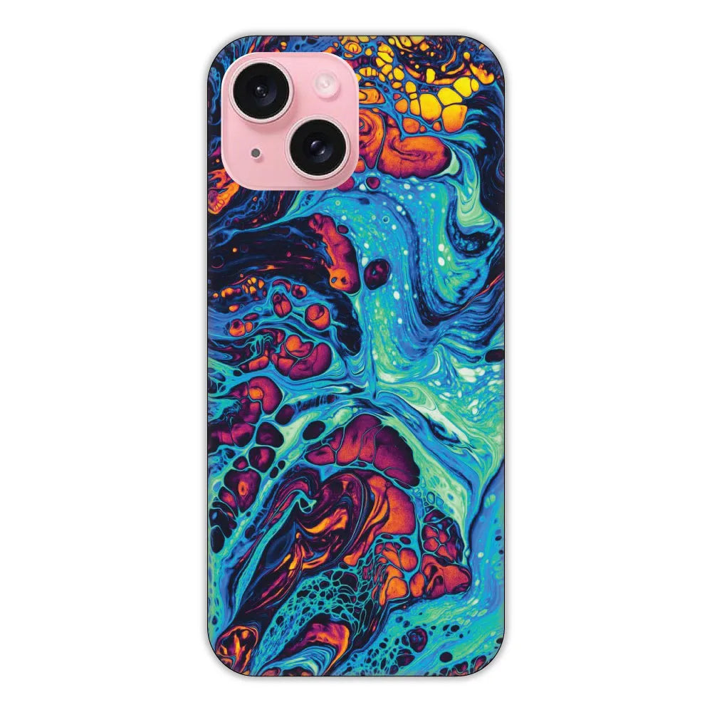 Blue and Orange Swirl Hard Case Apple iPhone 15 Plus Models
