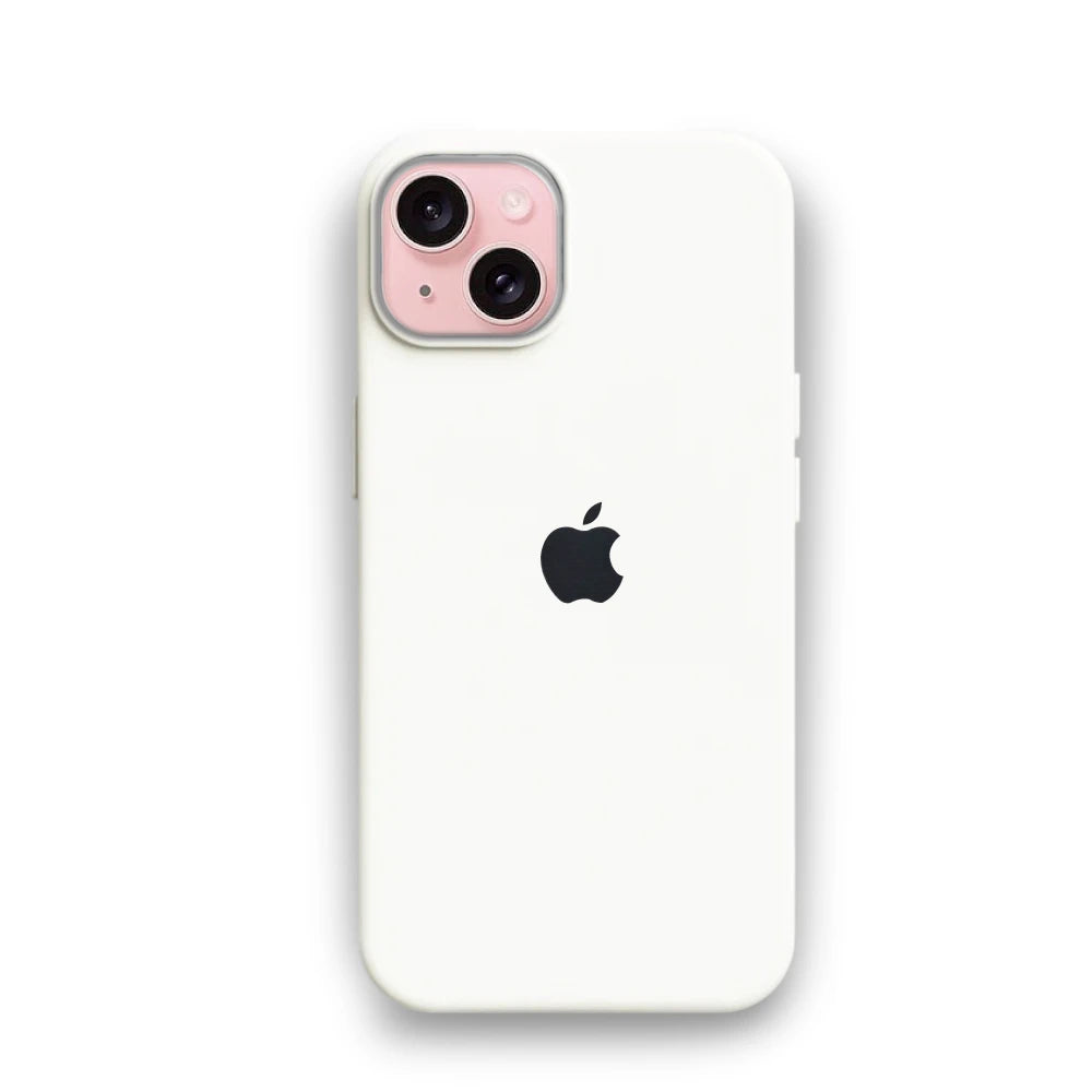 White Liquid Silicone Case For Apple iPhone 15 Plus